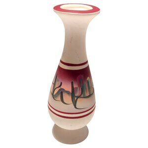 Vintage New West Pottery Hand Painted Vase 6" Southwest Floral Desert Signed